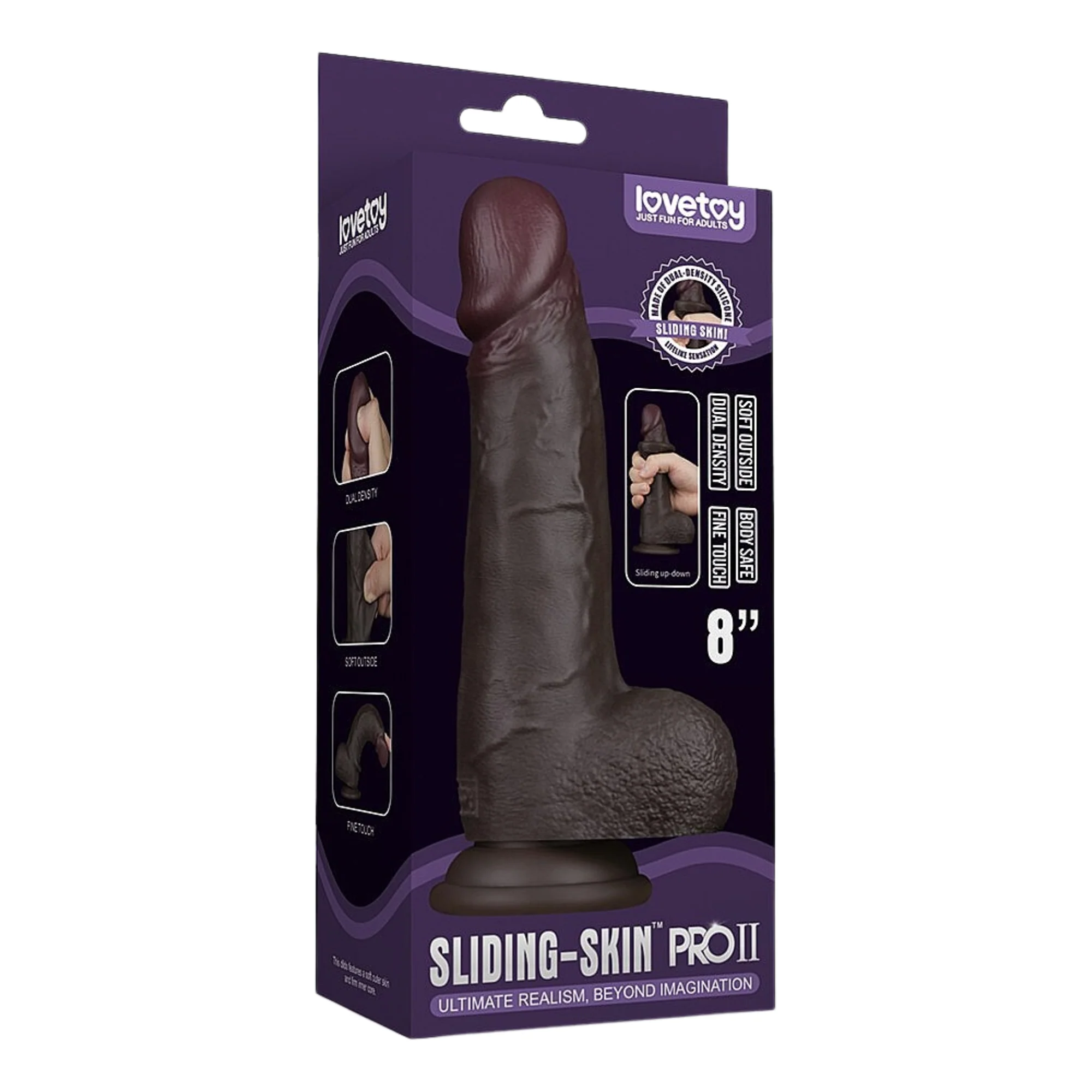 8" Sliding Skin Pro II Dual Density Silicone Dildo - Vibrating Option Available