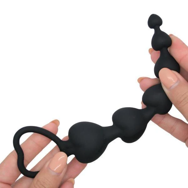 Silicone Anal Beads - 6 Tapered Heart Beads - Image 3