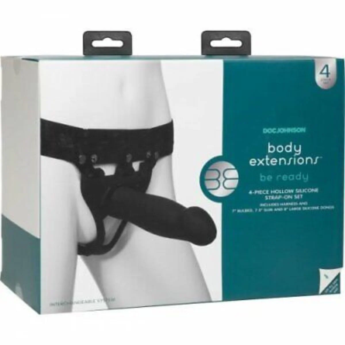 Body Extensions Be Ready Silicone Strap-On Harness with 3 Hollow Dildos (4 piece set) - Image 3