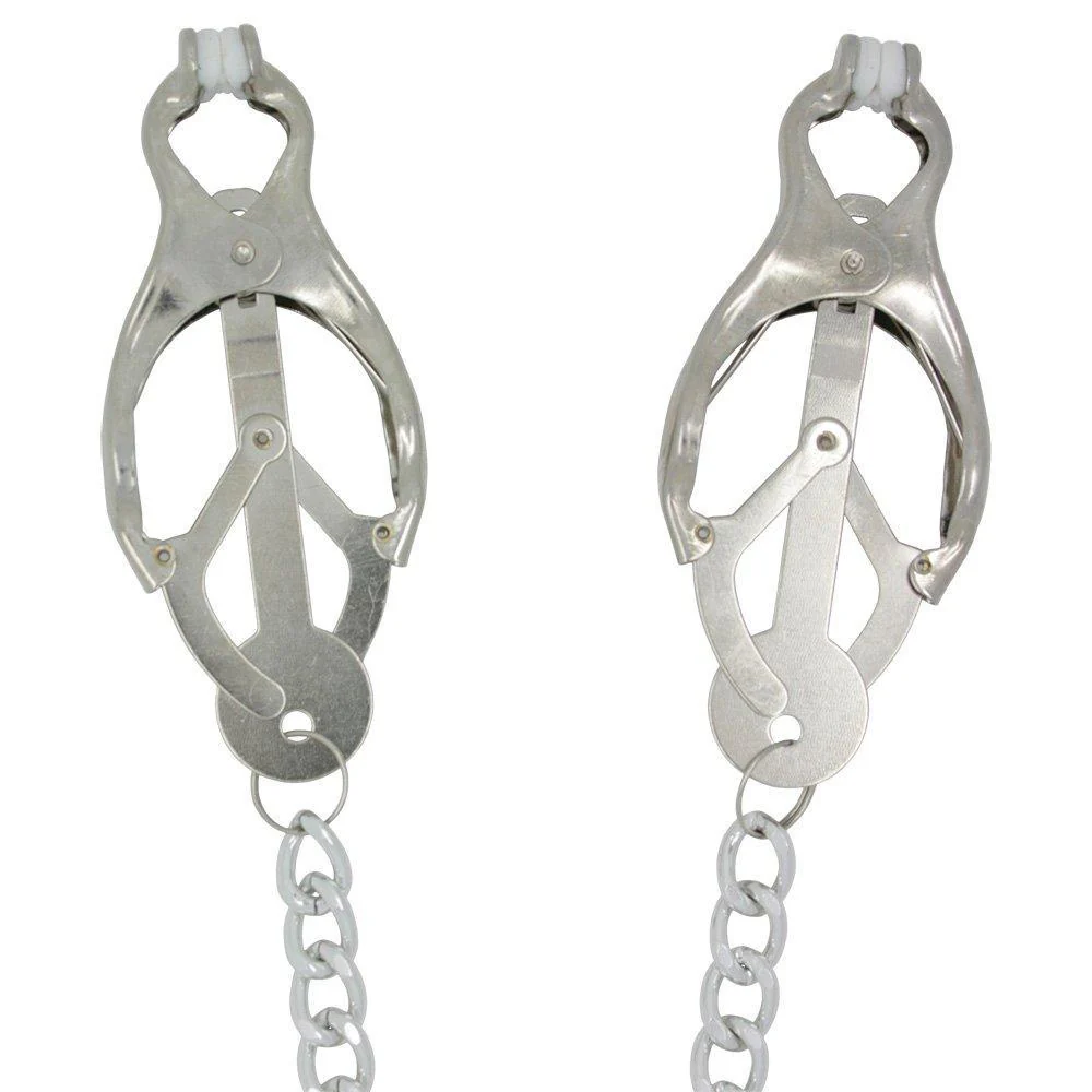 Extreme Pinch Chained Metal Clover Nipple Clamps - INTENSE Nipple Play - Image 2