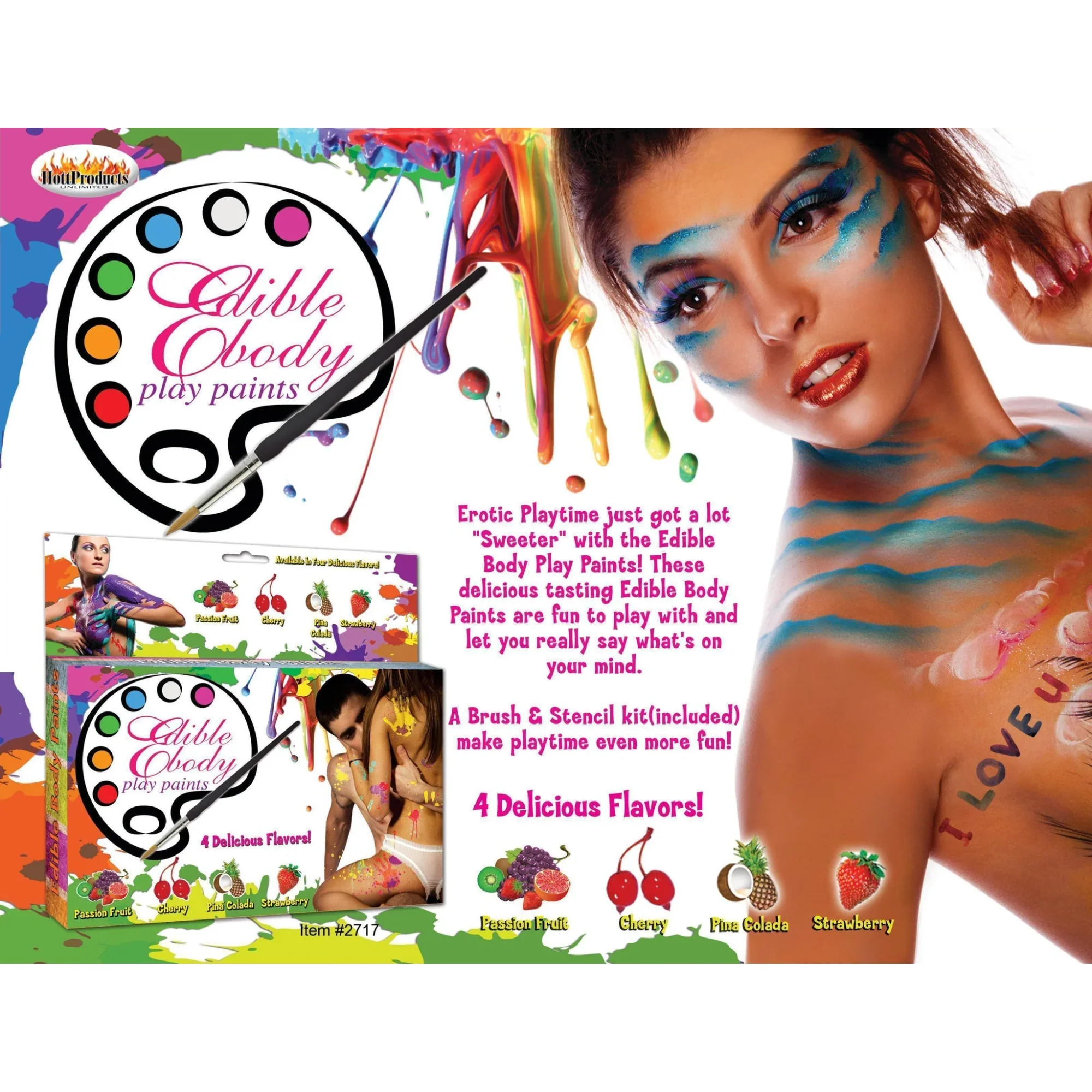 Edible Body Paints Kit - Comes with Stencil & Paintbrush! - Image 3