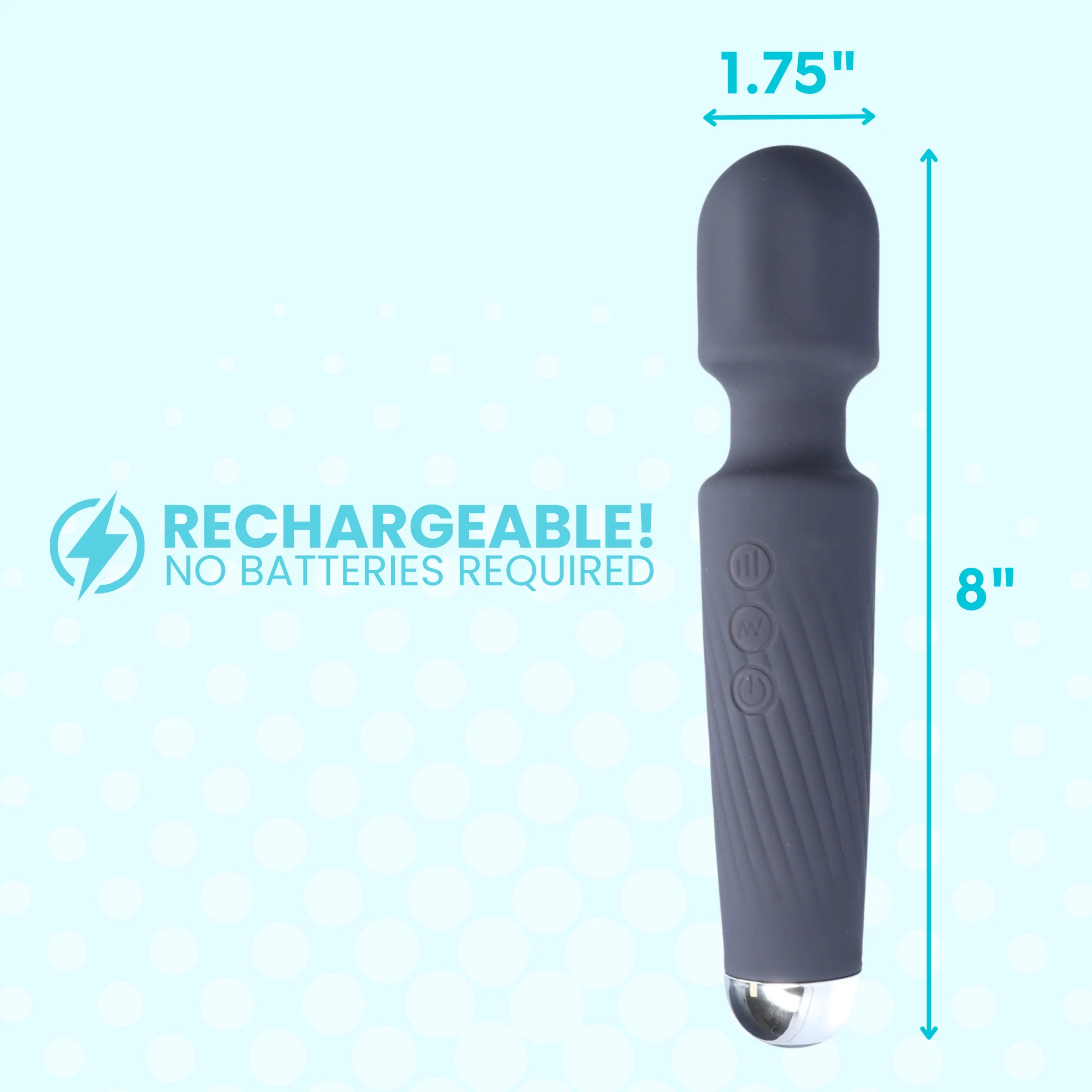 Jolie High-Power Silicone Wand Vibrator in Grey (Intense Vibrations!) - Image 7