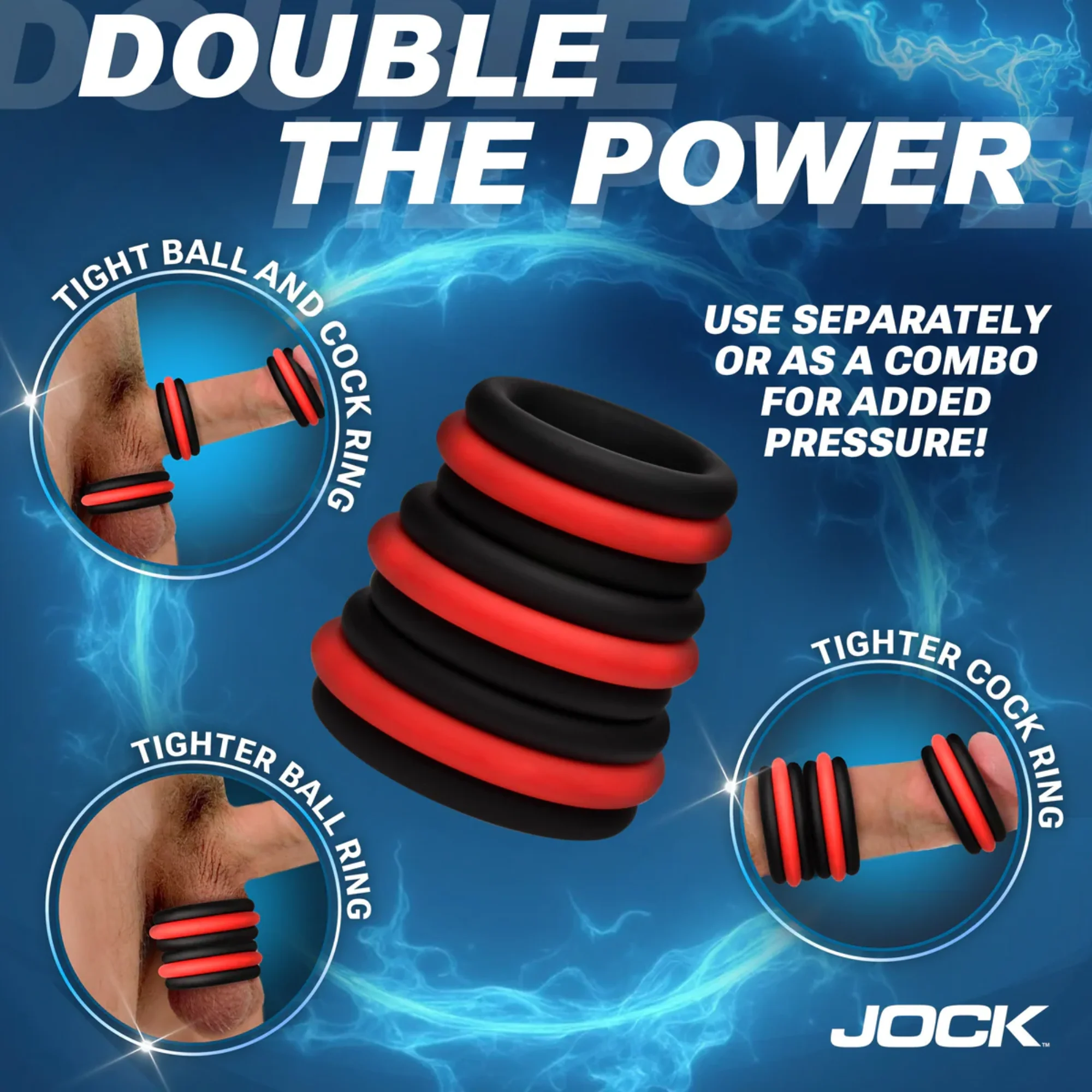 Jock Enhancers 2-in-1 Silicone Cock Ring Set - Image 4