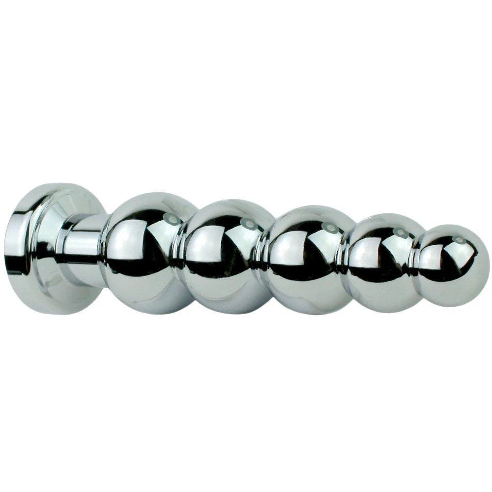 Beaded Metal Anal Fetish Plug with Crystal Base - Image 2