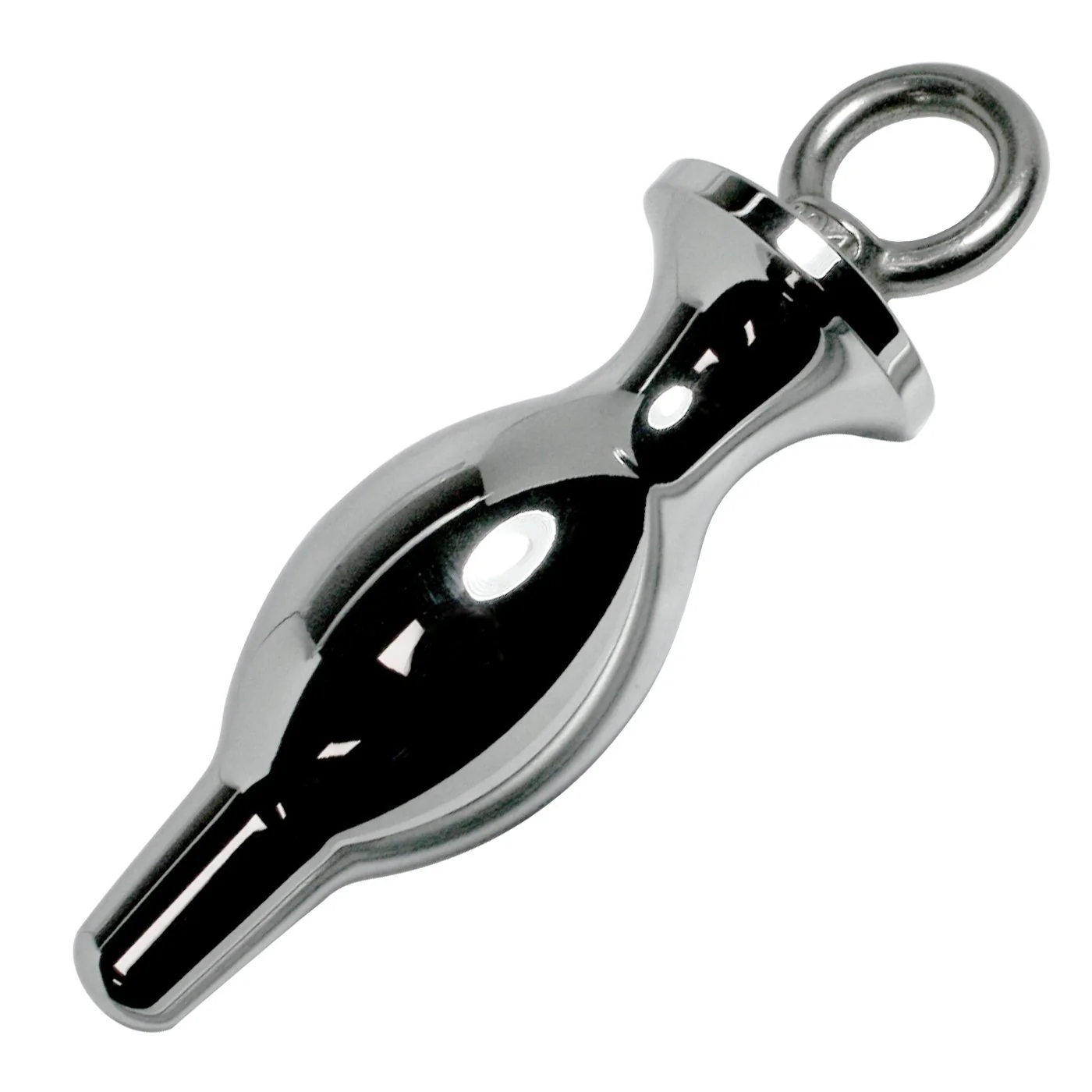 Metal Bulbed Anal Plug With Pull Ring