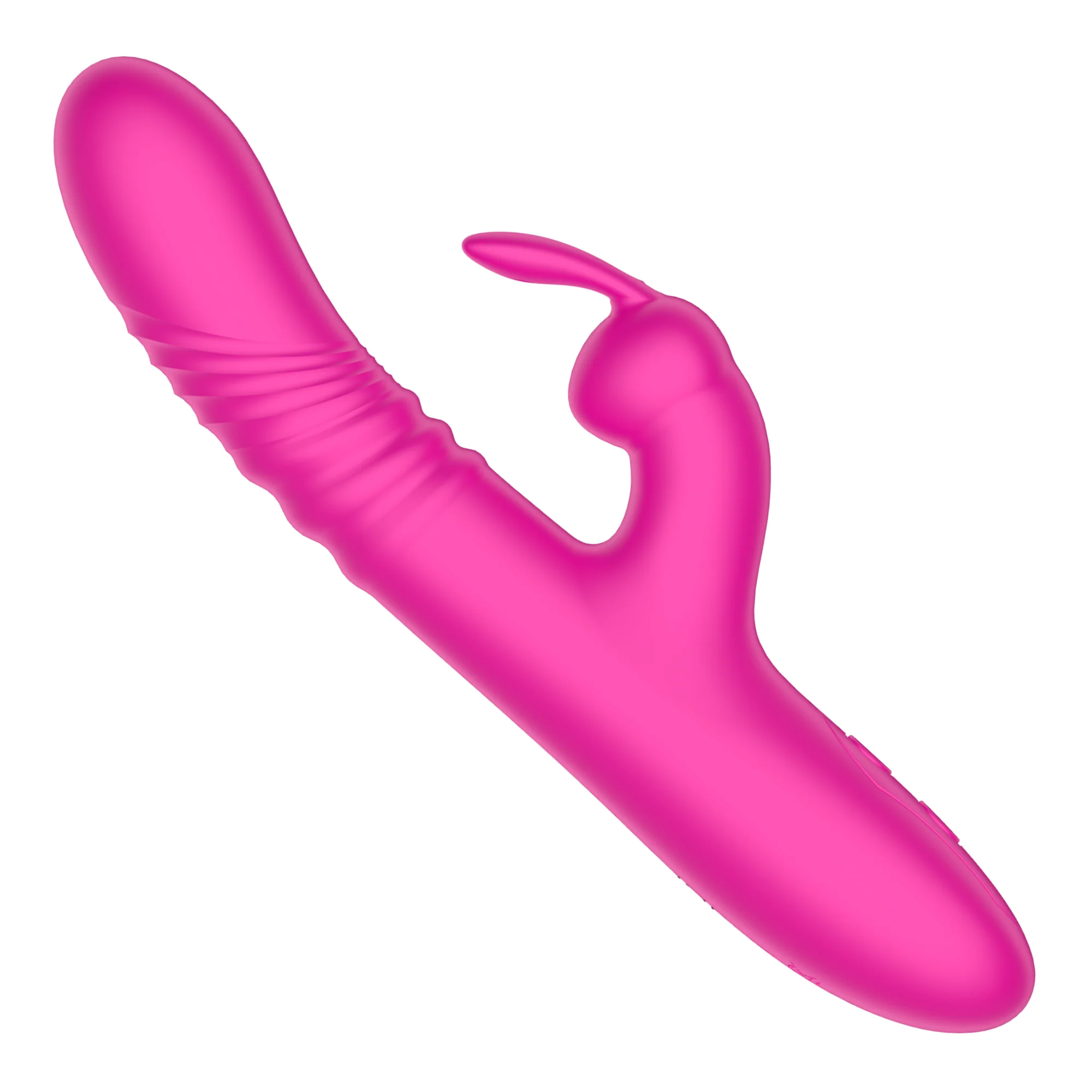 Pink Silicone Rippled Thrusting Rabbit - Image 7