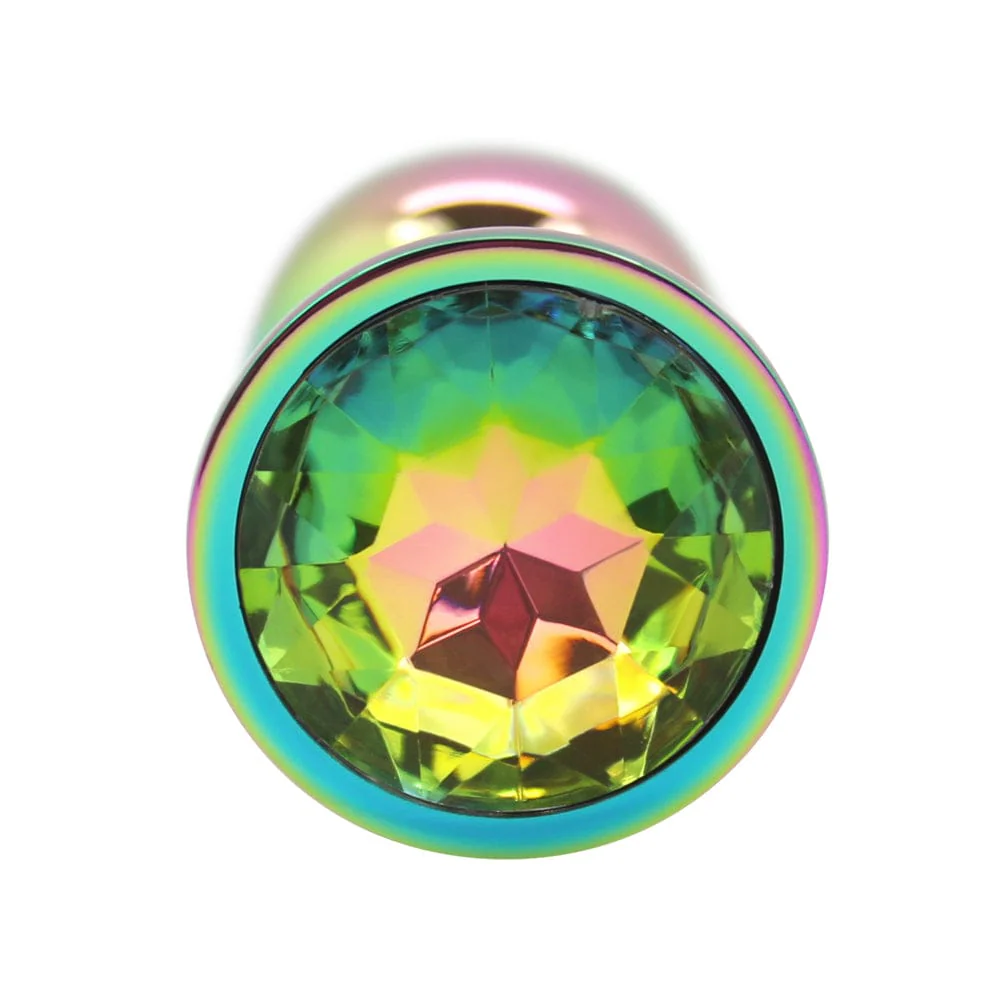 Rainbow Metal Anal Plug With Jewel - Image 2