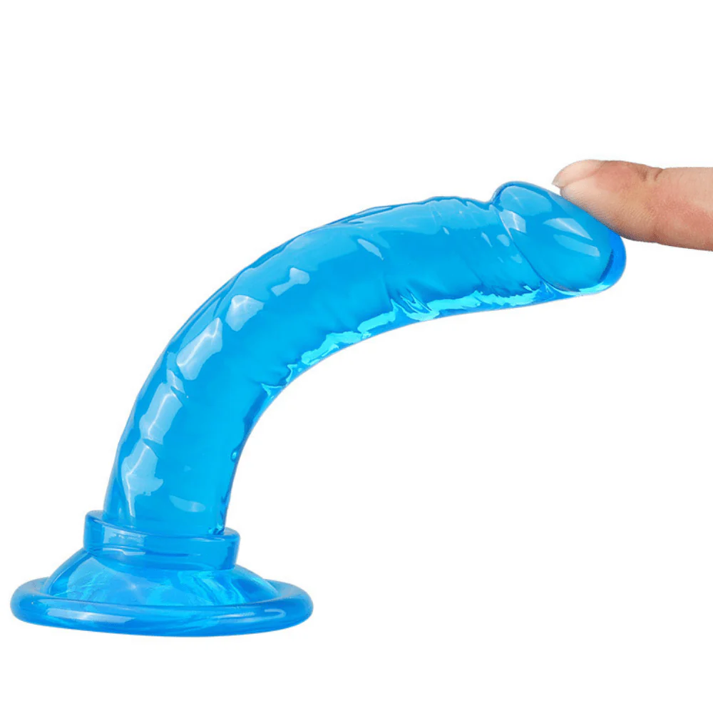 6 Inch Slim Beginner's Veined Jelly Dildo - Image 7
